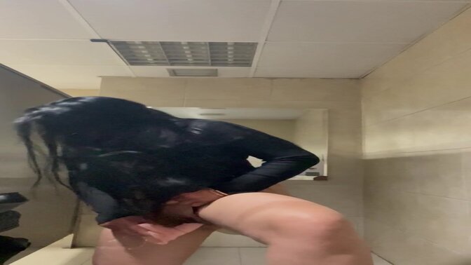 Hot Latina takes dildo for a wild bathroom ride