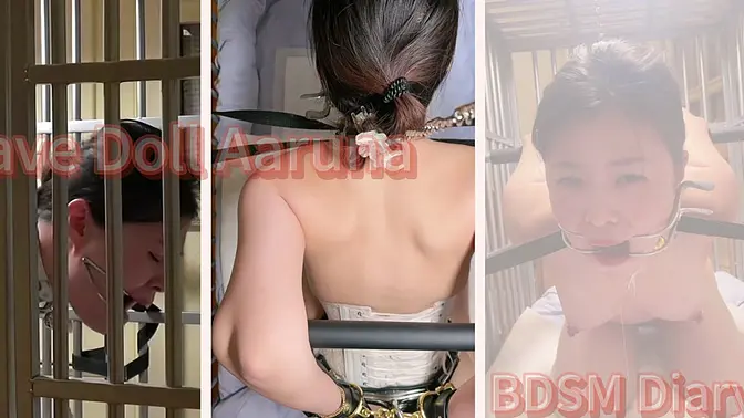 Hot milf Aaruna locked in crate with chastity belt and butt plug