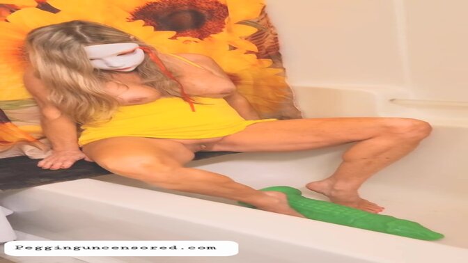 Hot MILF dominates with golden shower and big dildo