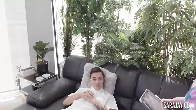 Hot MILF sex therapist Sara Jay comforts and practices with a hot stud