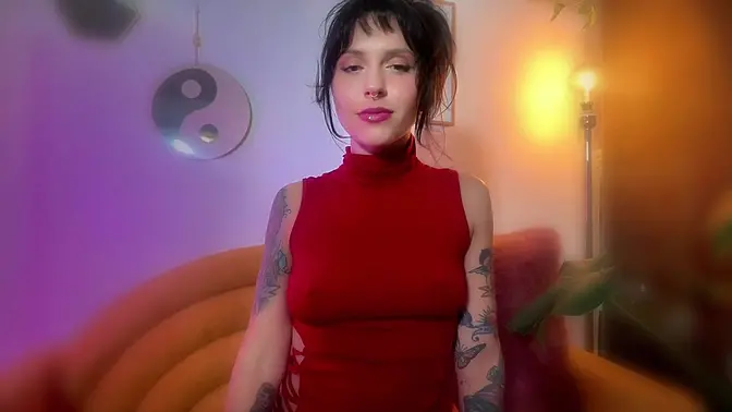 Hot MILF whispers sweet nothings while teasing with big nipples