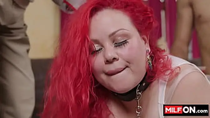 Hot redhead BBW fucked hard in front of her granddad