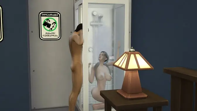 Hot scientist and black cat watch as young friends make love in 3D animation