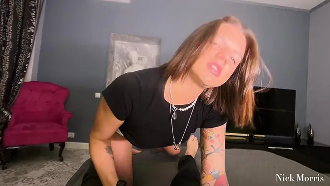 Hot tattooed brunette MILF gives best POV blowjob and gets fucked hard