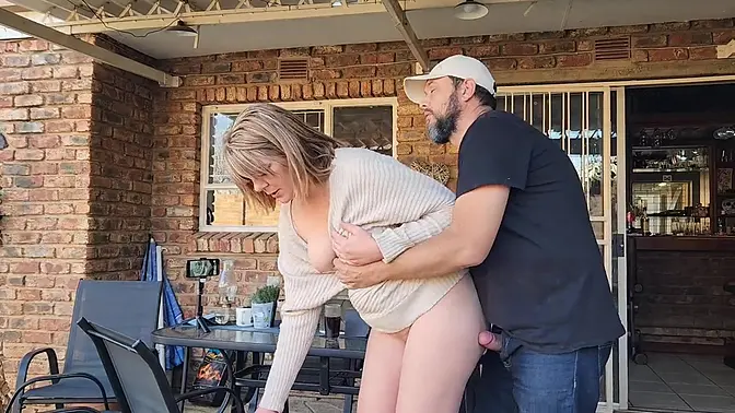 Hot wife gets fucked hard outside her home