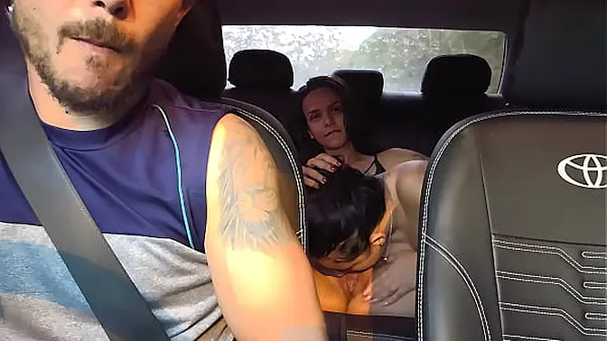 Hotwife and her wife share steamy lesbo ride in the car