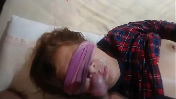 Hotwife takes huge cumshots in mouth and face as cuckold husband watches