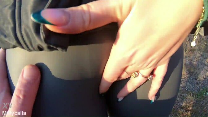 Housewife gets a public Cum on My Downjacket in tight leather