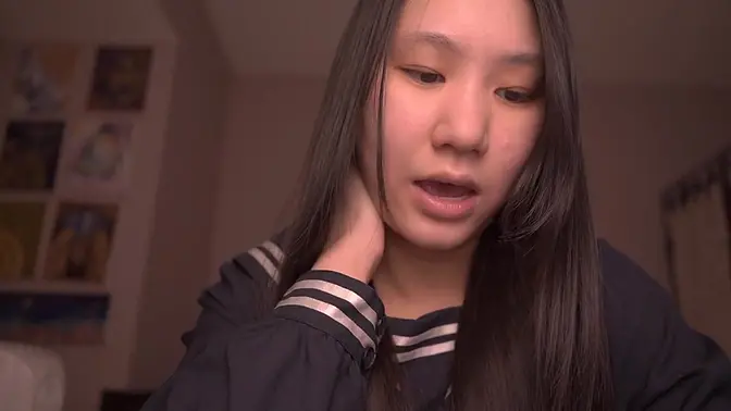 Innocent Japanese schoolgirl reads aloud in ASMR scene
