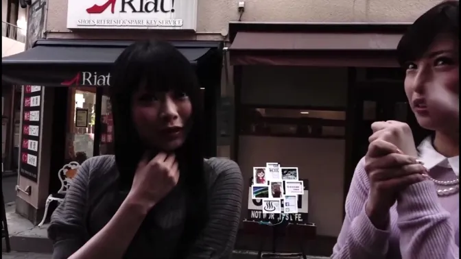 Japanese amateur chick humiliated in public threesome