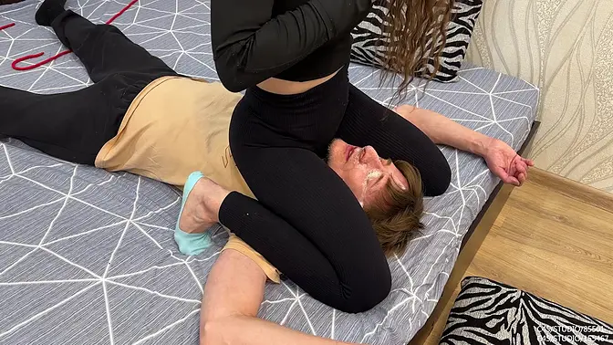 Japanese girl spits on loser's face while sitting on his ass