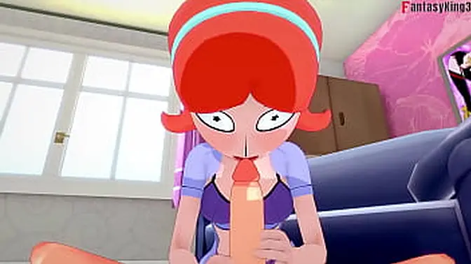 Jessica sucks cock in anime-style POV