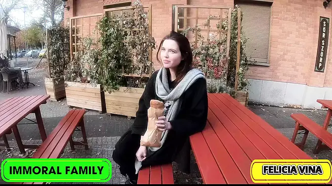 Kinky Party Girl with Huge Ass Sucks Stepdad's Cum Covered Cake