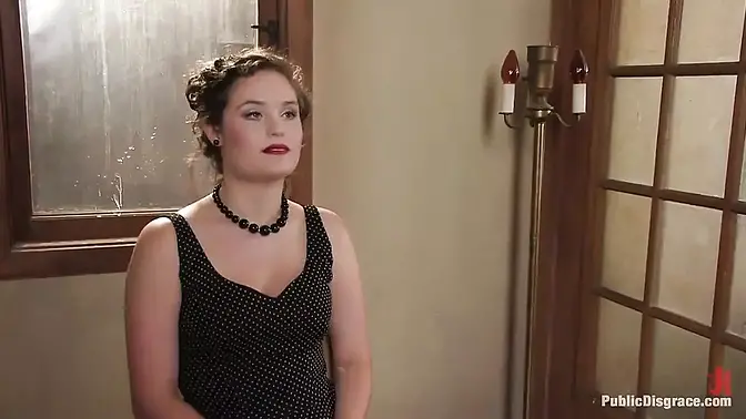 Kinky public disgrace with rope bondage and facefucking