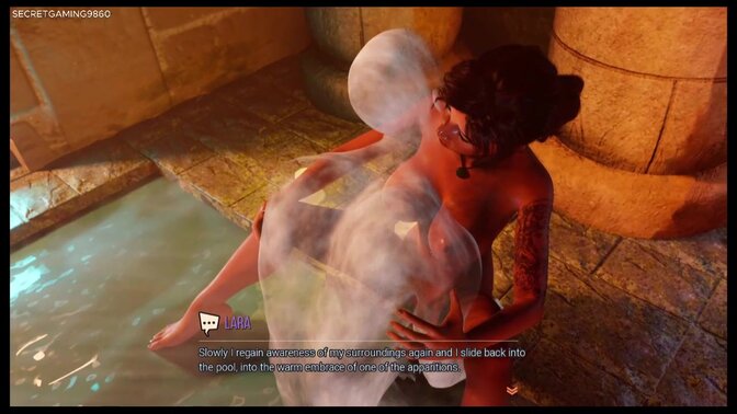 Lara Croft takes on a massive monster cock in an animated session 