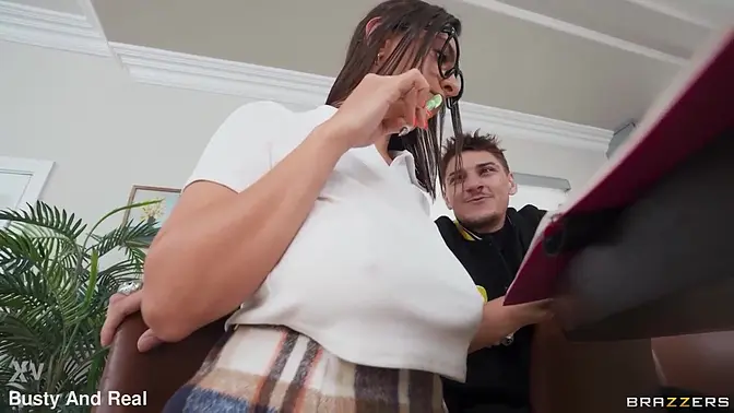 Latina beauty Hailey Rose takes sneaky pussy licking and face fuck