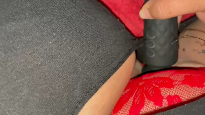 Latina girl plays with herself in public car