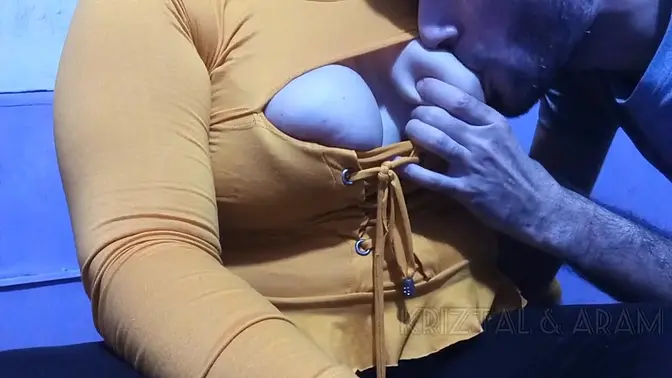 Latina MILF delights in her husband's nipple play and breast sucking