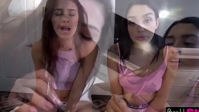 Latina sisters test stepbro's stamina in heated POV fuck fest