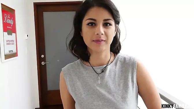 Latina teen gets her hairy pussy fucked and jizzed all over