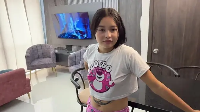 Latina teen takes boyfriend's virginity, gets cum on her big tits