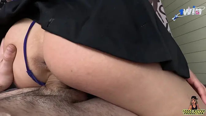 Leksa Biffers rides cock hard in mini skirt