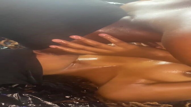 Lesbian riding the strap on