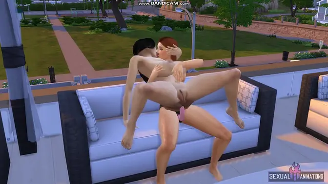 Lesbians Enjoy Lesbian Sex on the Terrace of their House - Sexual Hot Animations