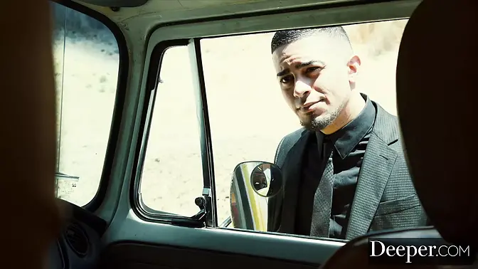 Lily Labeau eats cock while he helps her with car trouble