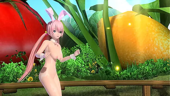 Luka from Popipo Project Diva shows off big ass in full nude bunny costume