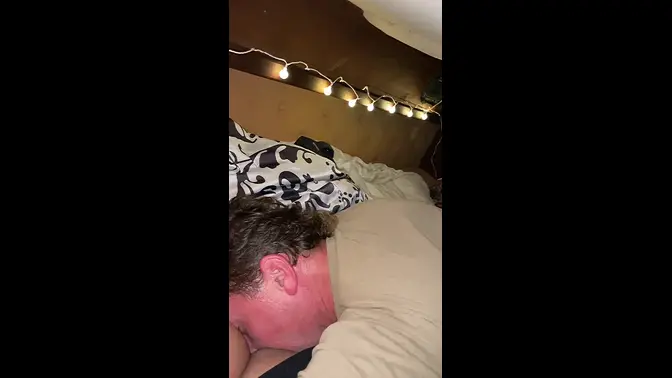 Man devours his girlfriend's pussy in POV