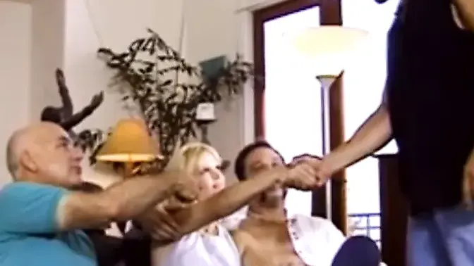 Married blonde takes two massive dicks in a wild swinger session