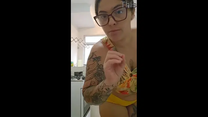 Married woman in short shorts stuffs her ass for all to see