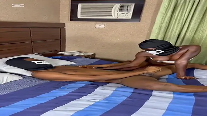 Masked man fucks his gorgeous black girl