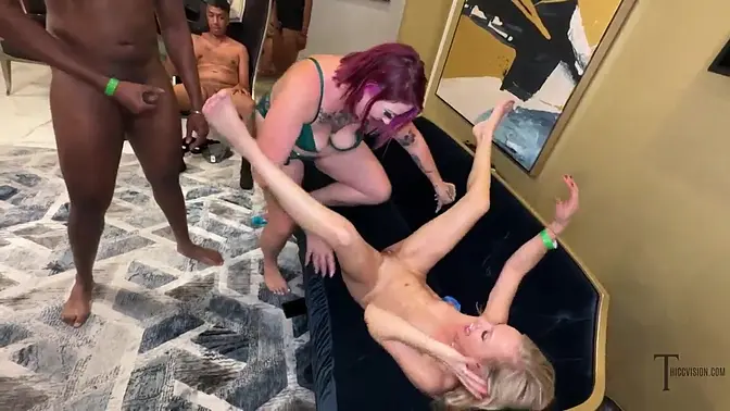 Massive 20-Person Orgy with interracial action