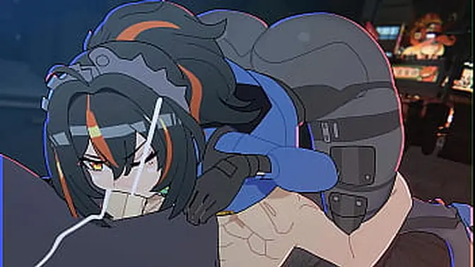 Massive big cock fills up ZZZ hentai babe's huge ass