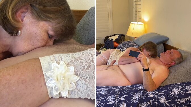 Mature granny gives deepthroat blowjob in her car