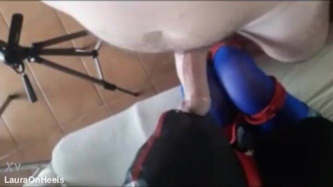 MILF gets tied up and face-fucked in stockings and heels