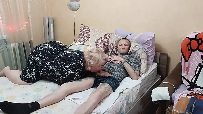 MILF MILFs her stepson's cock dry