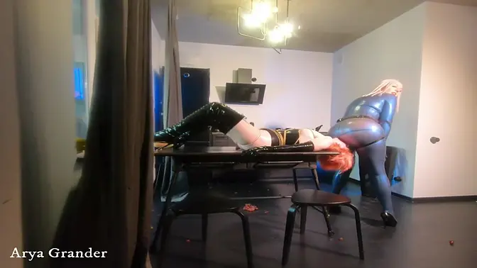 Milf Mistress serves breakfast with latex and ass licking