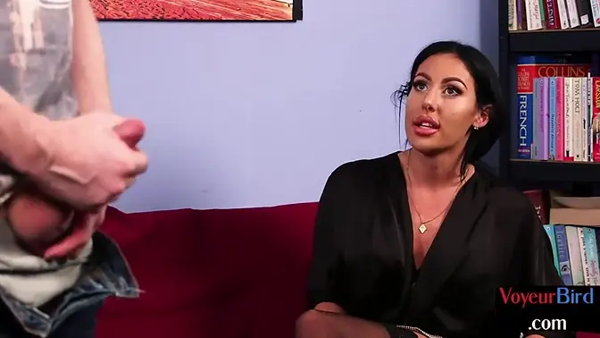 MILF Teases British Jerkoff with Stockings On