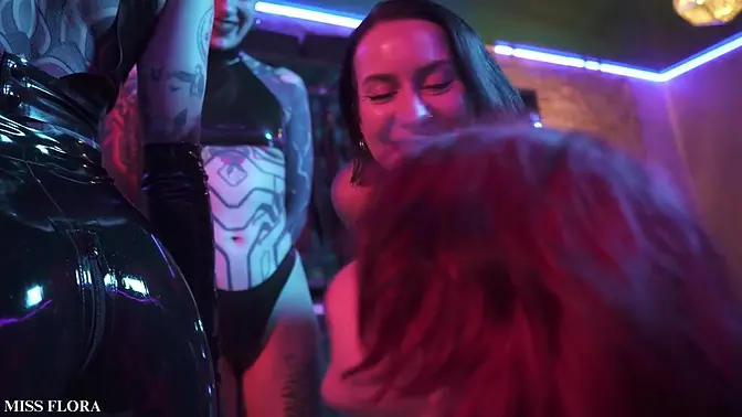 Mistress dominates in latex, spanks shiny bottoms