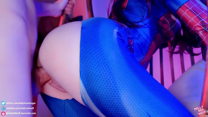 MollyRedWolf gets deep inside action with Spiderman