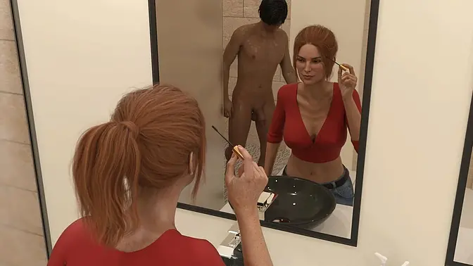 My boyfriend′s Wife #58 - Jennifer was looking at John ′s cock while he picked up the towel - Demo