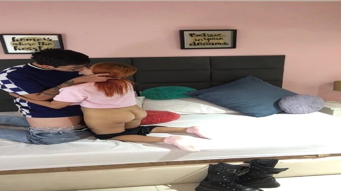 My boyfriend pounds me on all fours in our real sex hotel room 