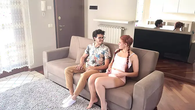 My friend�s teen hot sister seduced me, hot red head girl (Dia ITA)