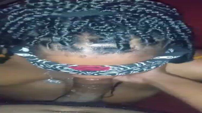 My luv made me bust cum on her chin and lips