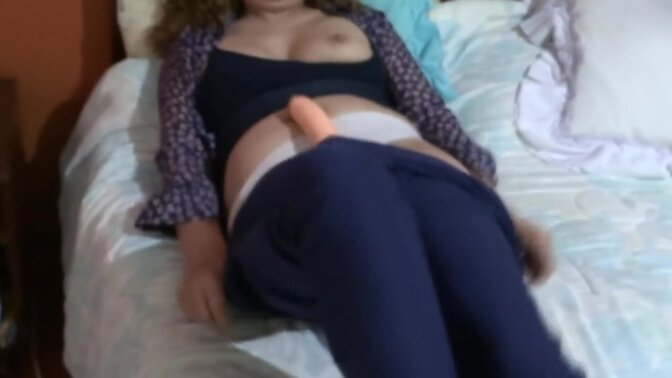 My wife and sister-in-law are fascinated by huge dildo between their legs