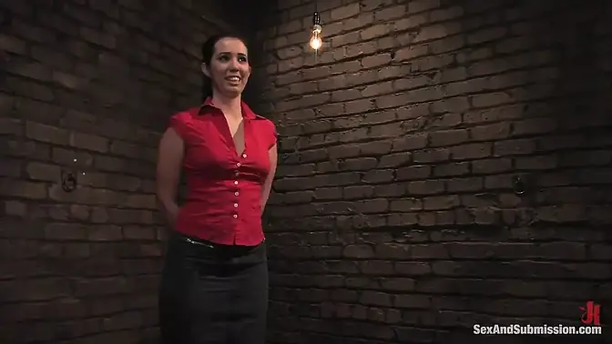 Natural big-titted chick exposed and tied, gets creamed on big dick