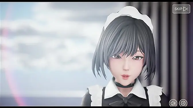 Naughty 3D Hentai Maid gives a deepthroat blowjob